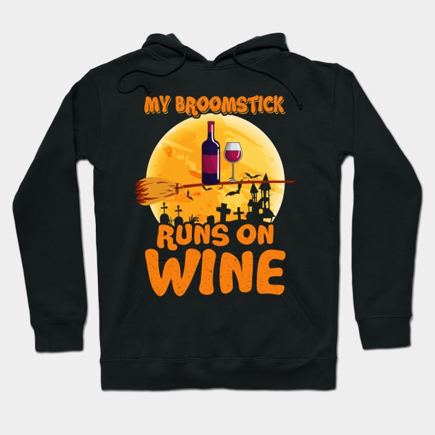 Latest My Broomstick Runs On Wine Halloween Costume Hoodie by foxmqpo